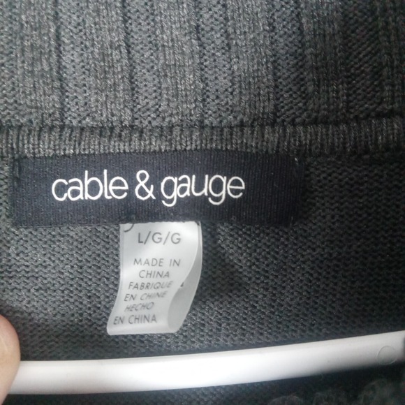 Cable & Gauge Sweater Womens Large  Grey Cowl Neck Long Sleeve Tunic Pullover - Picture 7 of 10